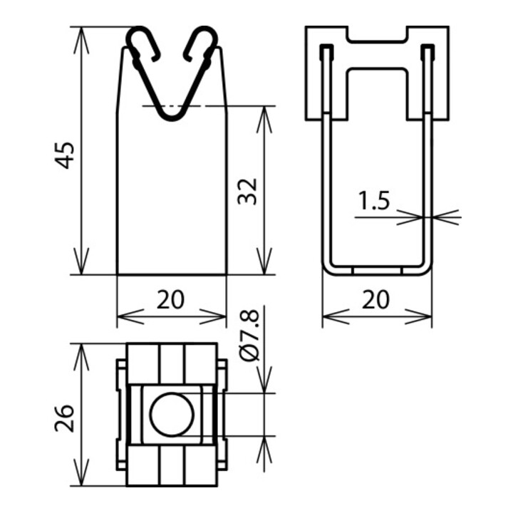 DEHN Support de câble NIRO pour Rd 8 mm H 32 mm LH DG 8 H32 I7,8 V2A