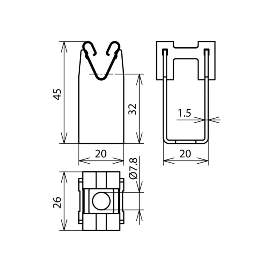 DEHN Support de câble NIRO pour Rd 8 mm H 32 mm LH DG 8 H32 I7,8 V2A
