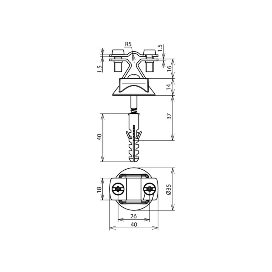 DEHN Support de câble NIRO pour rond 8-10 mm LHZS810FL20KS#274160