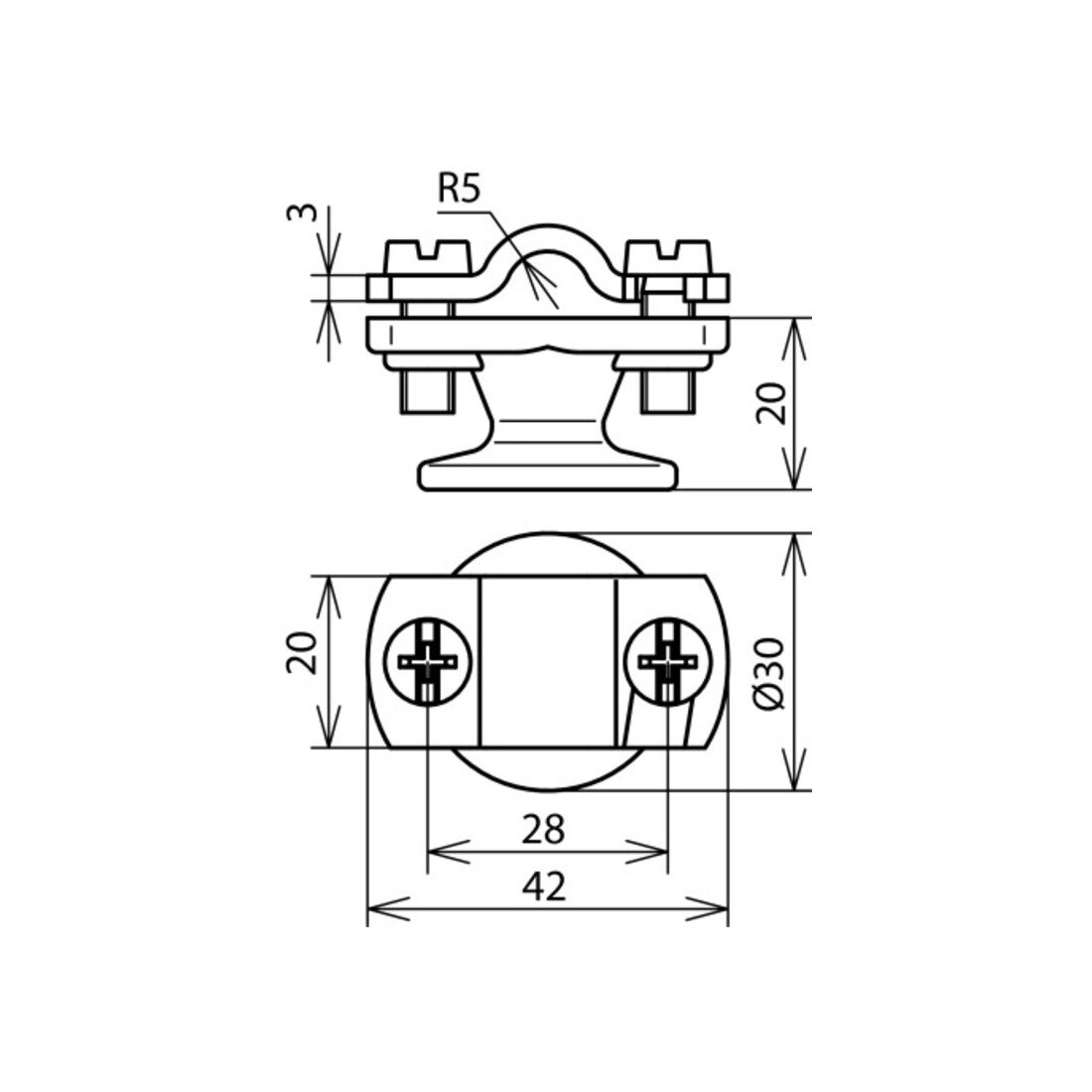DEHN Support de câble pour Rd 7-10 mm, acier/galvanisé LHZS7.10IGM8STTZNZG