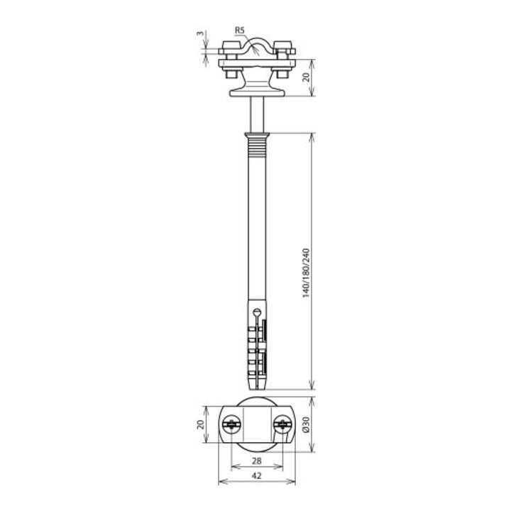 DEHN Support de câble pour rond 7-10 mm acier/galvanisé LHZS7.10ABD10#273742