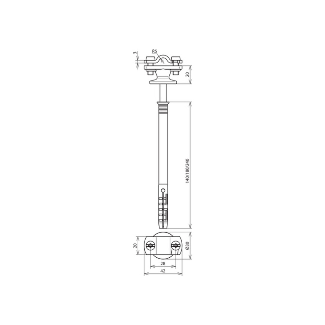 DEHN Support de câble pour rond 7-10 mm acier/galvanisé LHZS7.10ABD10#273742