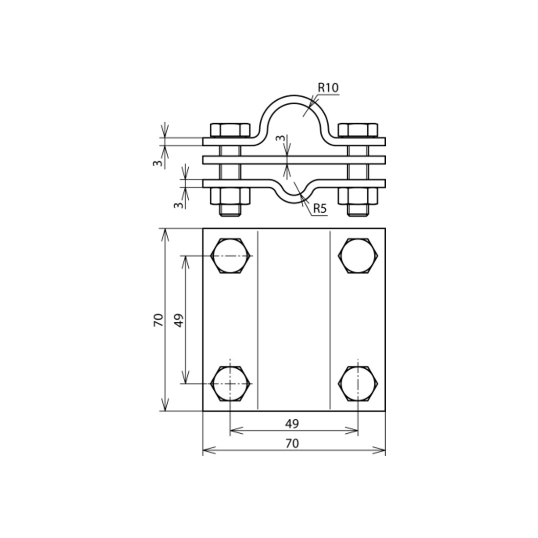 DEHN TE-Anschlussklemme NIRO f.D20 f.Rd7-10 AKTE20710FL40V4A