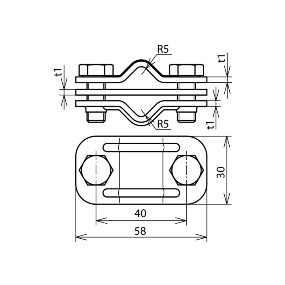 DEHN UNI-Connecteur de séparation NIRO avec plaque pour 2x Rd8-10 UTK 8.10 ZP V2A