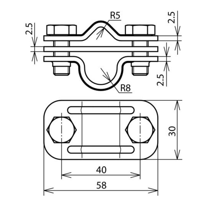 DEHN UNI-Connecteur de séparation NIRO avec plaque pour Rd8-10/16 UTK 8.10 16 ZP V2A