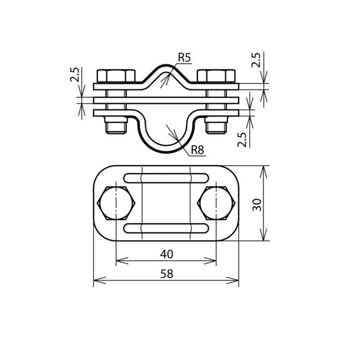 DEHN UNI-Connecteur de séparation NIRO avec plaque pour Rd8-10/16 UTK 8.10 16 ZP V2A