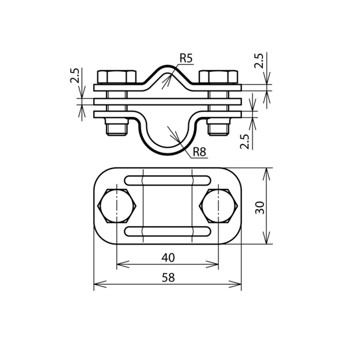 DEHN UNI-Connecteur de séparation NIRO avec plaque pour Rd8-10/16 UTK 8.10 16 ZP V2A