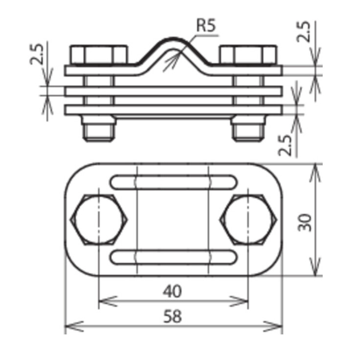 DEHN UNI-Connecteur de séparation NIRO avec plaque pour Rd8-10/Fl30 UTK 8.10 FL30 ZP V2A
