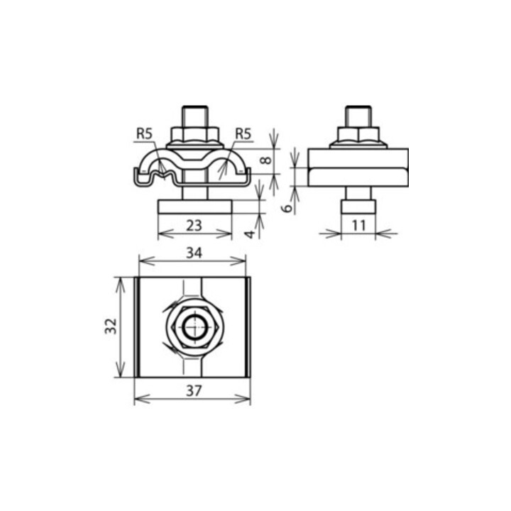 DEHN Uni-Erdungsklemme M8 Rd8-10mm+4-50qmm UEK810AQ450HKSM8V2A