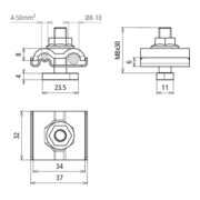 DEHN Uni-Erdungsklemme M8 Rd8-10mm+4-50qmm UEK810AQ450HKSM8V2A-5
