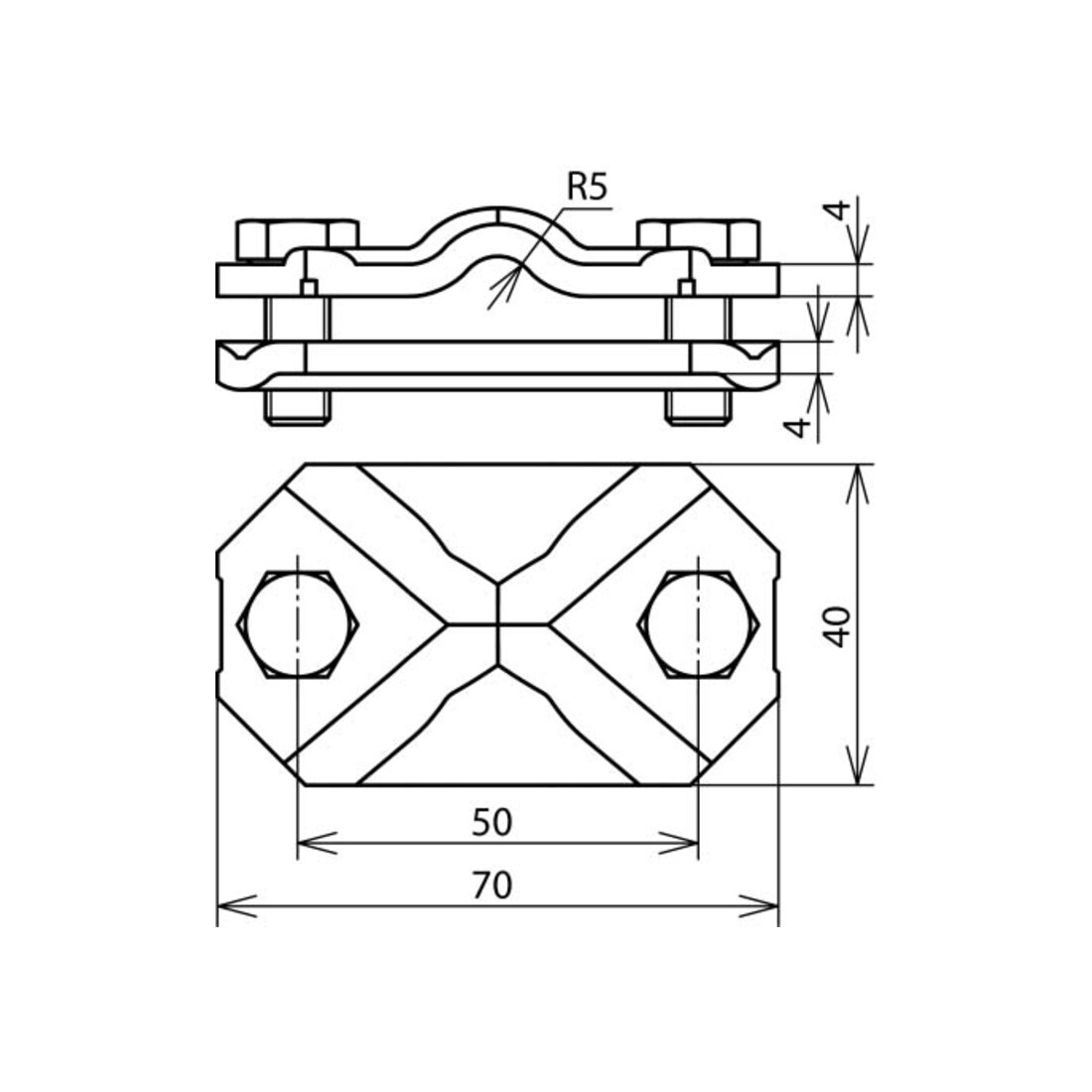 DEHN Verbindungs-/Trennklemme St/tZn f. Rd7-10 VTK710FL3040STTZN
