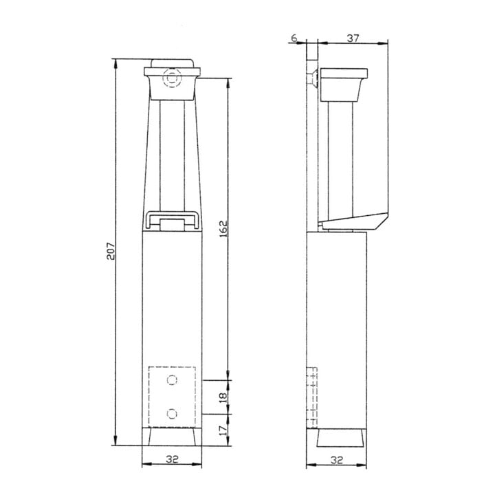 DENI ABT-Türfeststeller mit Tretbolzen Hub 60mm, 3837 verkehrsweiß beschichtet