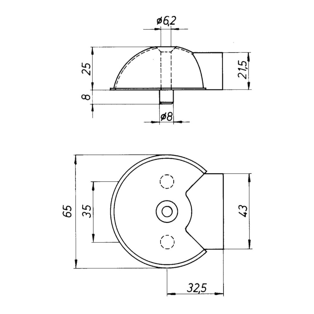 DENI Bodentürstopper 3847,H 25mm mit Verdrehsicherung Edelstahl matt gebürstet