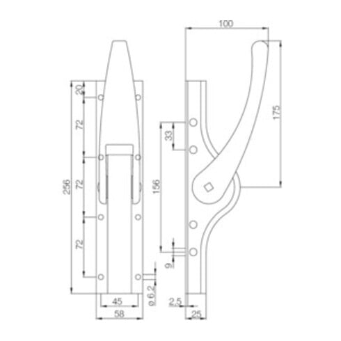 DENI Boulon de porte PLANO 19mm Nombre de boucles 4 STA galvanisé léger DENI