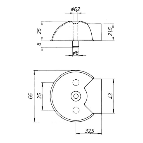DENI Butée de porte au sol 3847, H 25 mm avec sécurité anti-rotation, acier inoxydable brossé mat