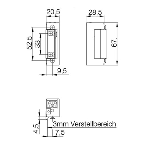 DENI Elektro-Türöffner 6-12 V AC/DC verstärkte Fallenfeder DIN L/R m.FaFix