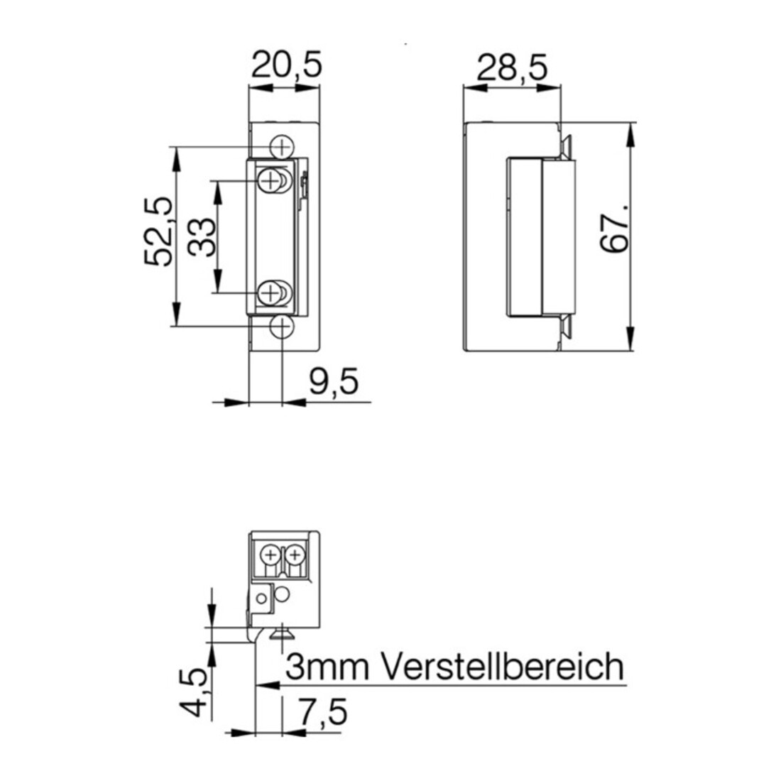 DENI Elektro-Türöffner 6-12 V AC/DC verstärkte Fallenfeder DIN L/R m.FaFix