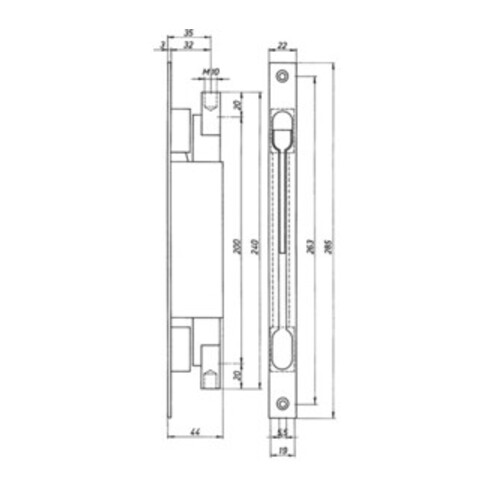 DENI Kantriegel 9221 Stulpl. 285mm Stulp-B.22mm STA verz. Hub 20mm