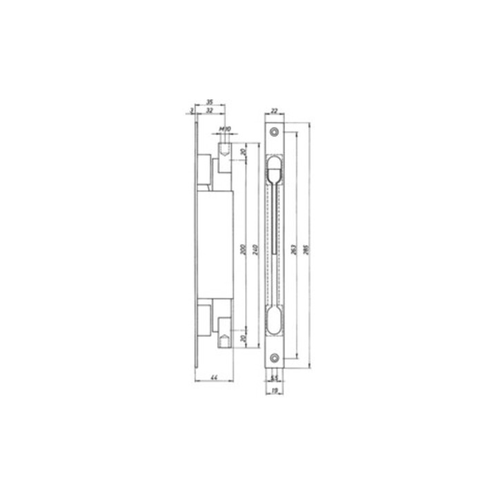 DENI Kantriegel 9221 Stulpl. 285mm Stulp-B.22mm STA verz. Hub 20mm