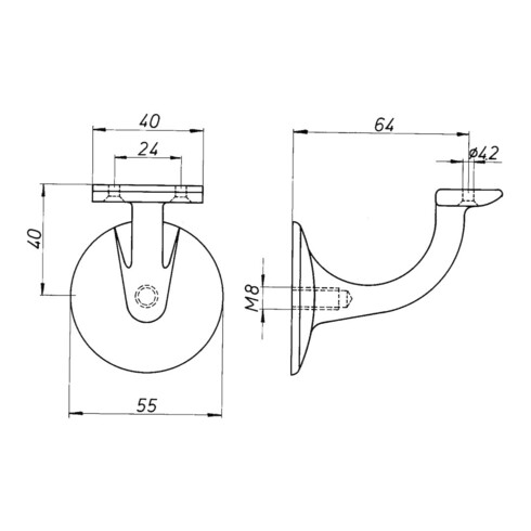 DENI OA Support de main courante 5235 avec appui plat acier inox mat brossé