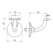 DENI OA Support de main courante 5235 avec appui plat acier inox mat brossé-3