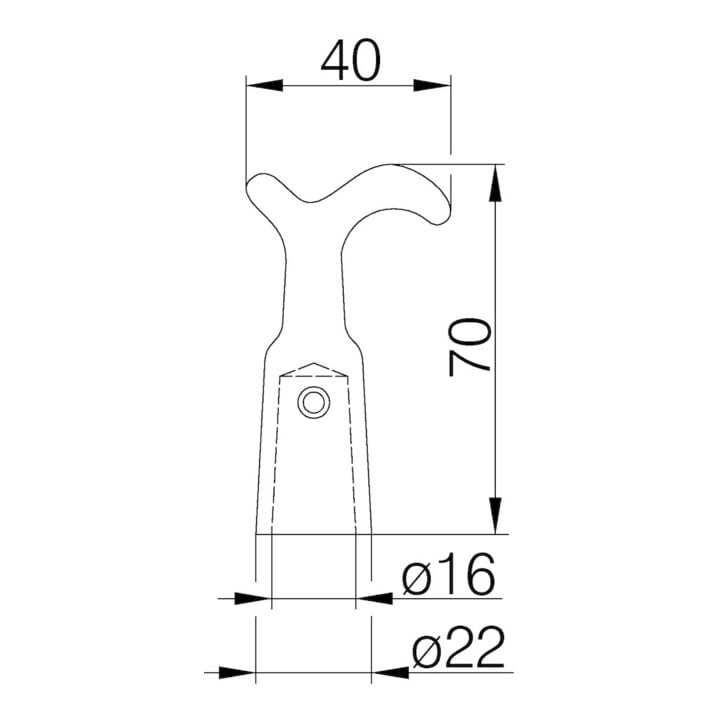 DENI OL-Stockhaken für Oberlichtschnäpper 4994,L 70mm,B 40mm, Aluminium