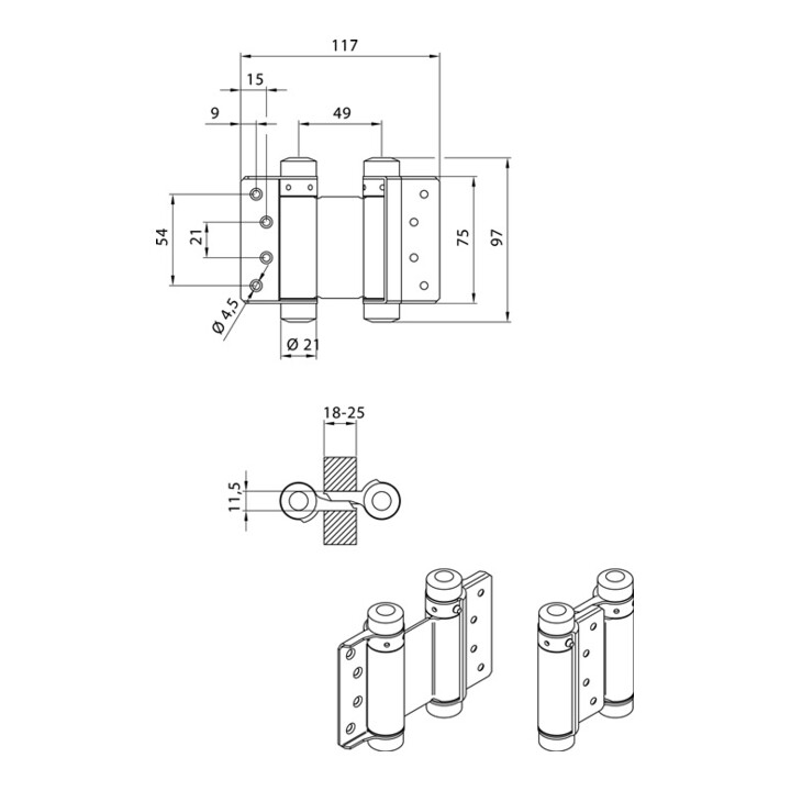 DENI Pendeltürband STA verz.Gr.29 L.75mm 15kg TS 18-25mm