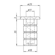 DENI Steinbuchse Rundstange 10mm LM.-4