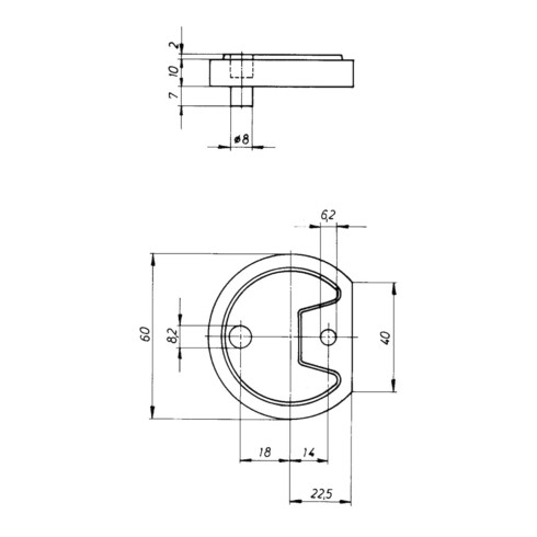 DENI Support pour tampon d'arrêt, 3848 H 12,5mm Aluminium, anodisé