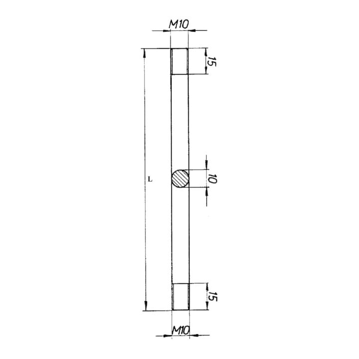 DENI Treibriegelstange 7091,Ø10x2.000mm galvan.,M10