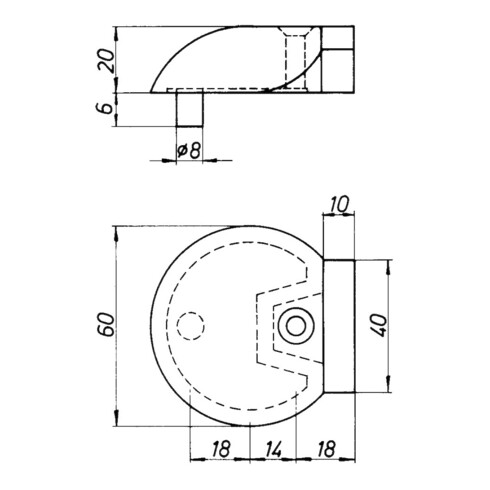 DENI Türpuffer 3846 D.60mm H.20mm Alu.naturf./F1 Dübelmontage