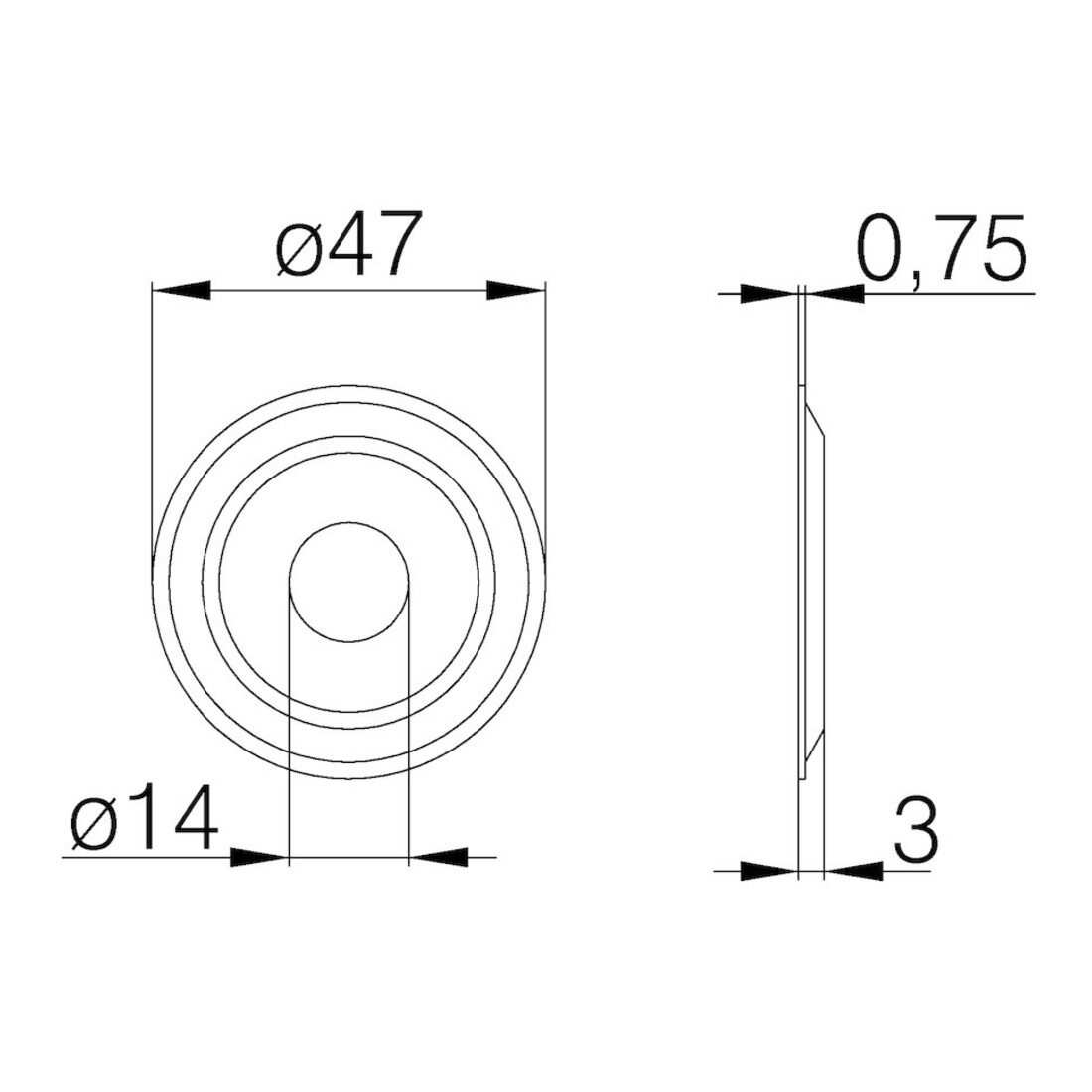 DENI WET-Abdeckkappe für Türspion 3980,Außen, Durchmesser 47mm MS verchromt pol.