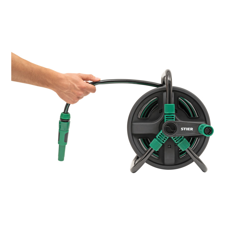 Dévidoir de jardin STIER SFS-20, 20+2 m avec lance de nettoyage et support mural