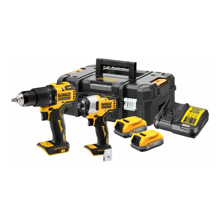 Set DeWalt 18V XR Akku-Kombopack (bürstenlos) inkl. Schlagbohrschrauber DCD709 + DeWalt 18,0V / 5,0 Ah Ersatz-Akku