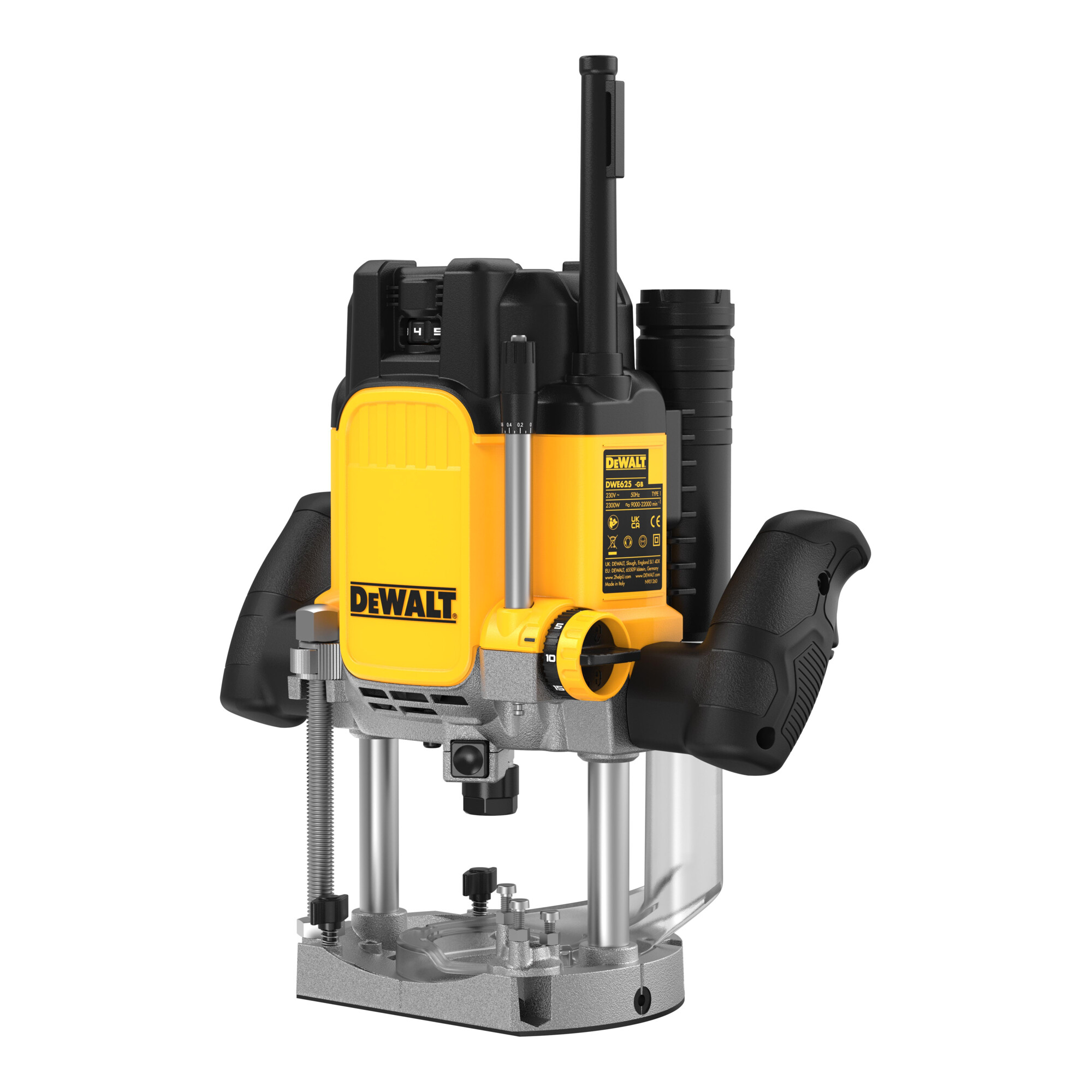 DEWALT DWE625-QS Oberfräse aus Kunststoff und Metall ,2300 Watt ,elektronisch geregelt