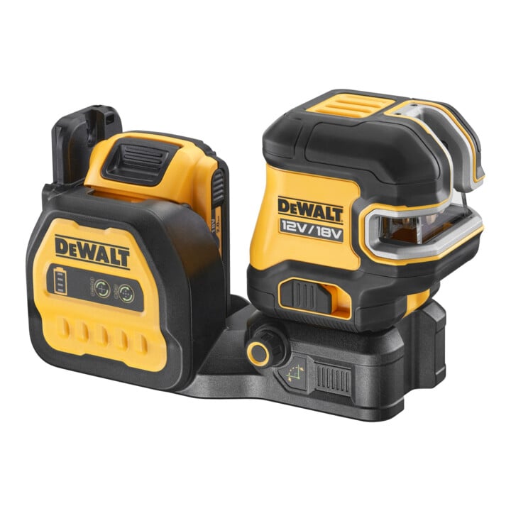DEWALT 5 Punkt Kreuzlinien-Laser grün (1 x H / 1 x V / Lot oben & unten / 3 x H Punkte) inkl. 18V / 2Ah Akku, kompatibel mit 12V und 18V XR Akkus DCE825D1G18-QW