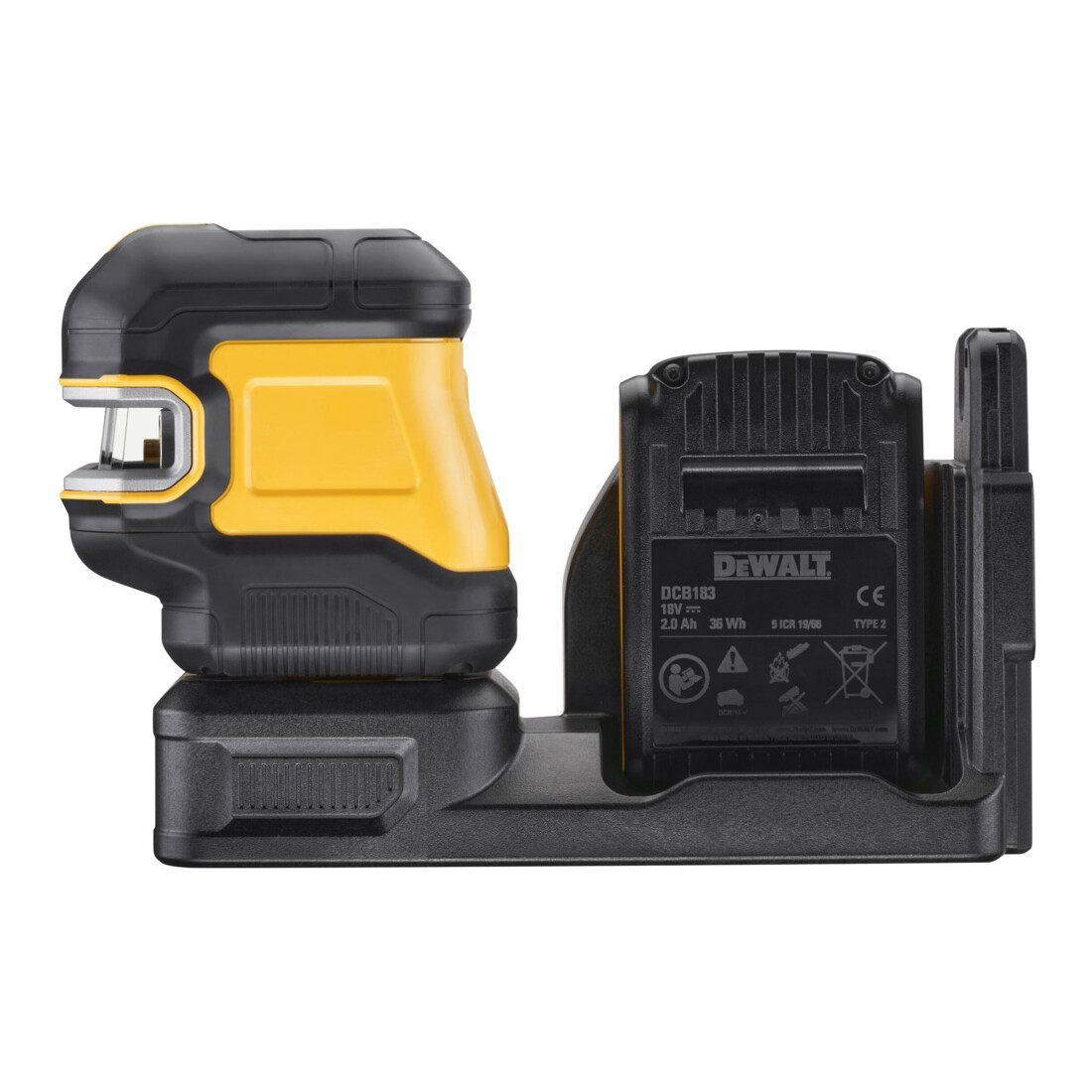 DEWALT 5 Punkt Kreuzlinien-Laser grün (1 x H / 1 x V / Lot oben & unten / 3 x H Punkte) inkl. 18V / 2Ah Akku, kompatibel mit 12V und 18V XR Akkus DCE825D1G18-QW