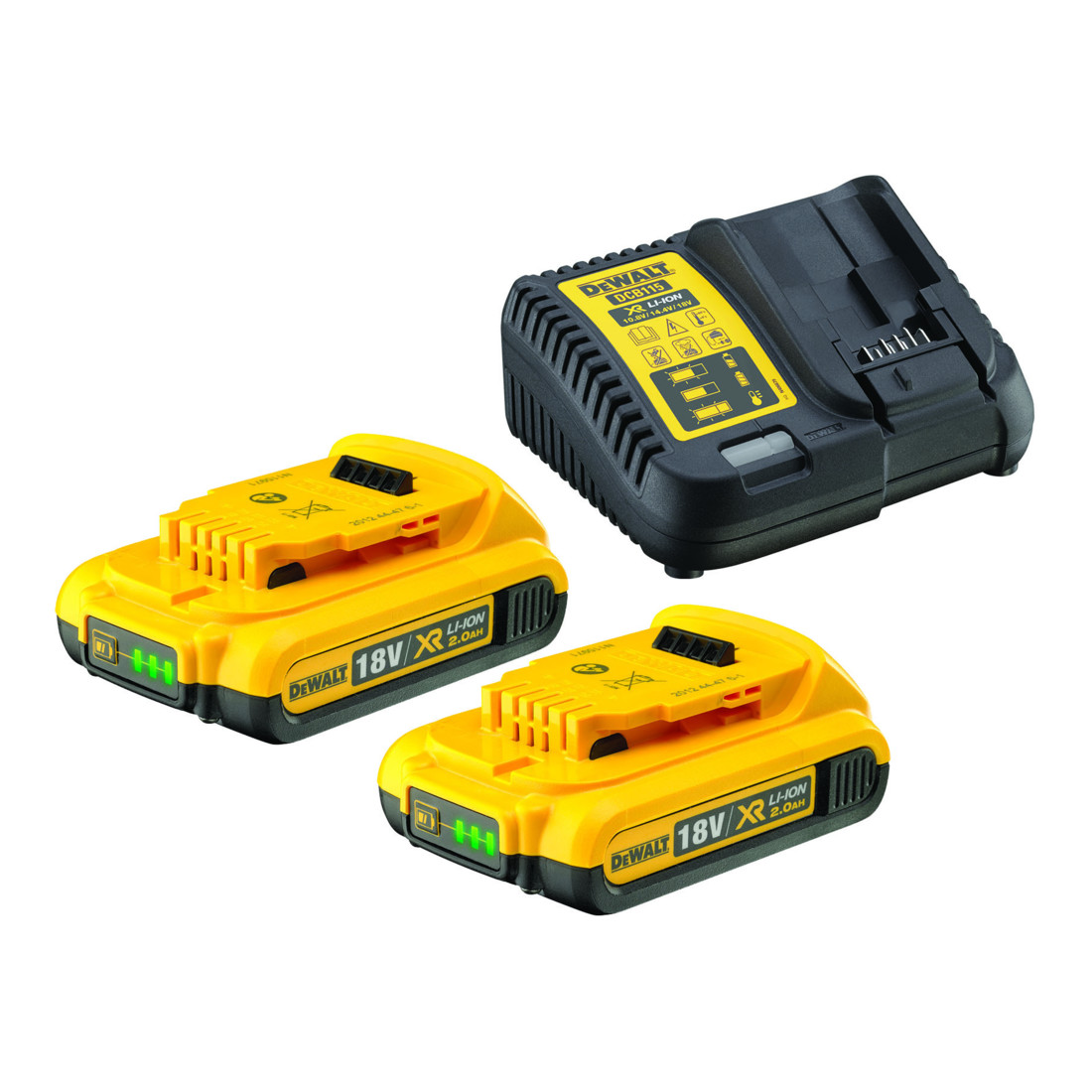 DEWALT accuset (2 x 18 V / 2 Ah plus DCB 115) DCB115D2-QW