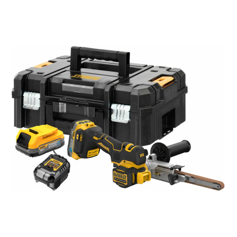 Dewalt Akku-Bandfeile inkl. 2x Powerstack Akku (18 Volt / 1,7 Ah) mit Pouch-Akku Technologie