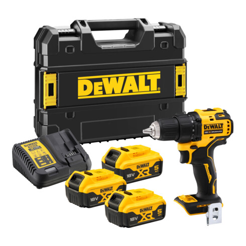 DEWALT Akku-Bohrschrauber, 18 Volt (mit 3 Akkus á 5 Ah) DCD708P3T-QW