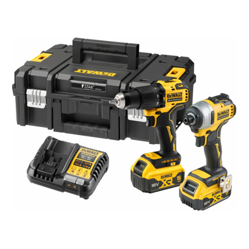 Dewalt Akku Komboset 2-tlg. DCD709 + DCF809 mit Akkus 18V 5Ah