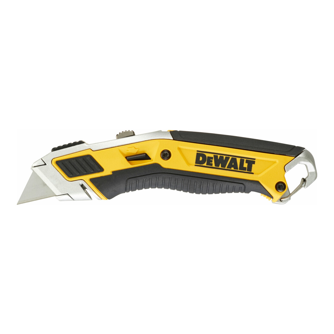 DEWALT Arbeitsmesser mit einziehbarer Klinge, gummierte Daumenauflage, wetterfeste Klingenaufbewahrung DWHT0-10295