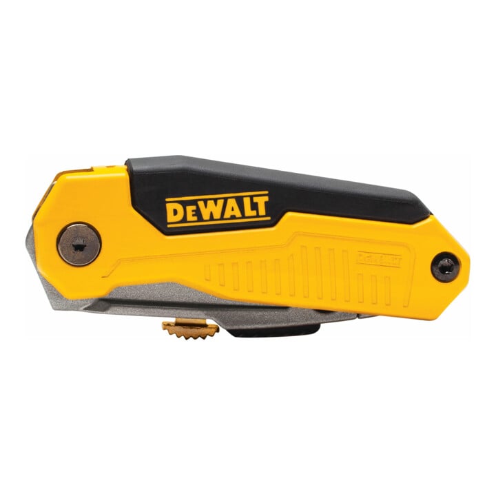 DEWALT Arbeitsmesser mit einziehbarer Klinge, klappbares Gehäuse inkl. 3 induktionsgehärteten Ersatzklingen DWHT10035-0