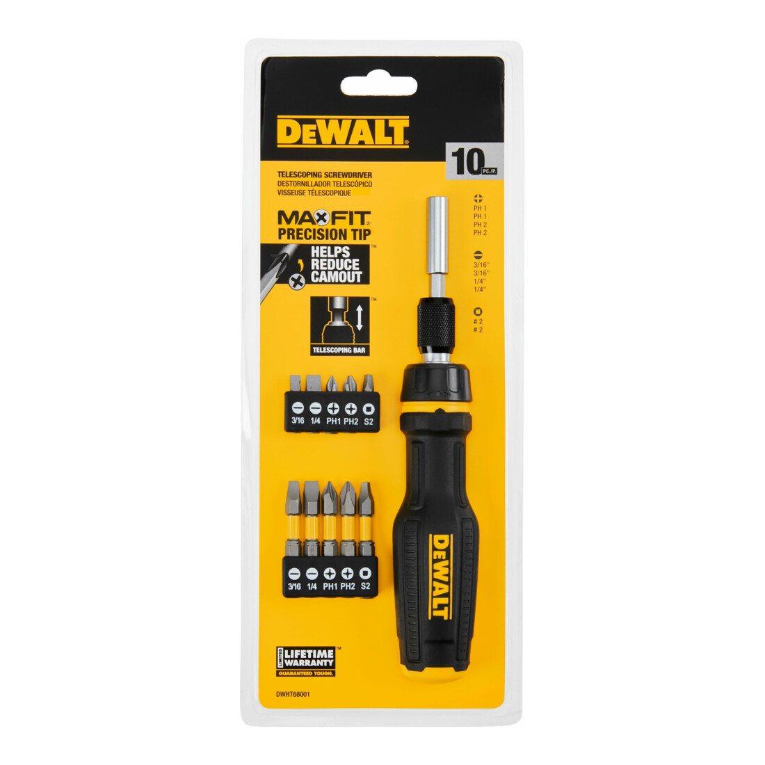 DEWALT Bit-Schraubendreher mit Ratsche inkl. Bit-Set 10-tlg DWHT68001-0