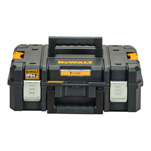 DEWALT Cassetta portautensili TSTAK II, robusta e compatta, con protezione IP54 e inserto in schiuma (volume 24 l)