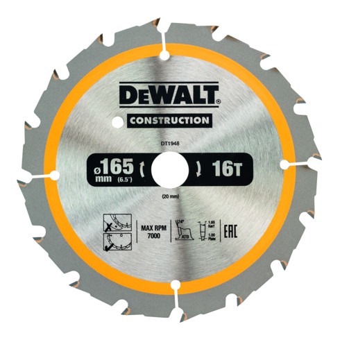 DEWALT cirkelzaagblad accu 165/20 mm 16WZ DT1948-QZ