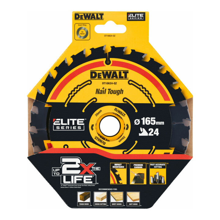 DEWALT cirkelzaagblad accu 165/20 mm 24WZ DT10624-QZ