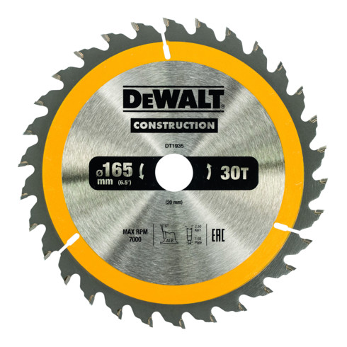 DEWALT cirkelzaagblad handcirkelzaag 165/20 mm 30WZ DT1935-QZ