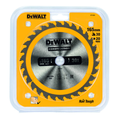 DEWALT cirkelzaagblad handcirkelzaag 165/20 mm 30WZ DT1935-QZ