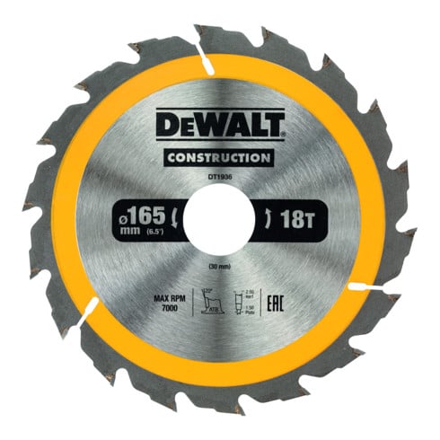 DEWALT cirkelzaagblad handcirkelzaag 165/30 mm 18WZ DT1936-QZ